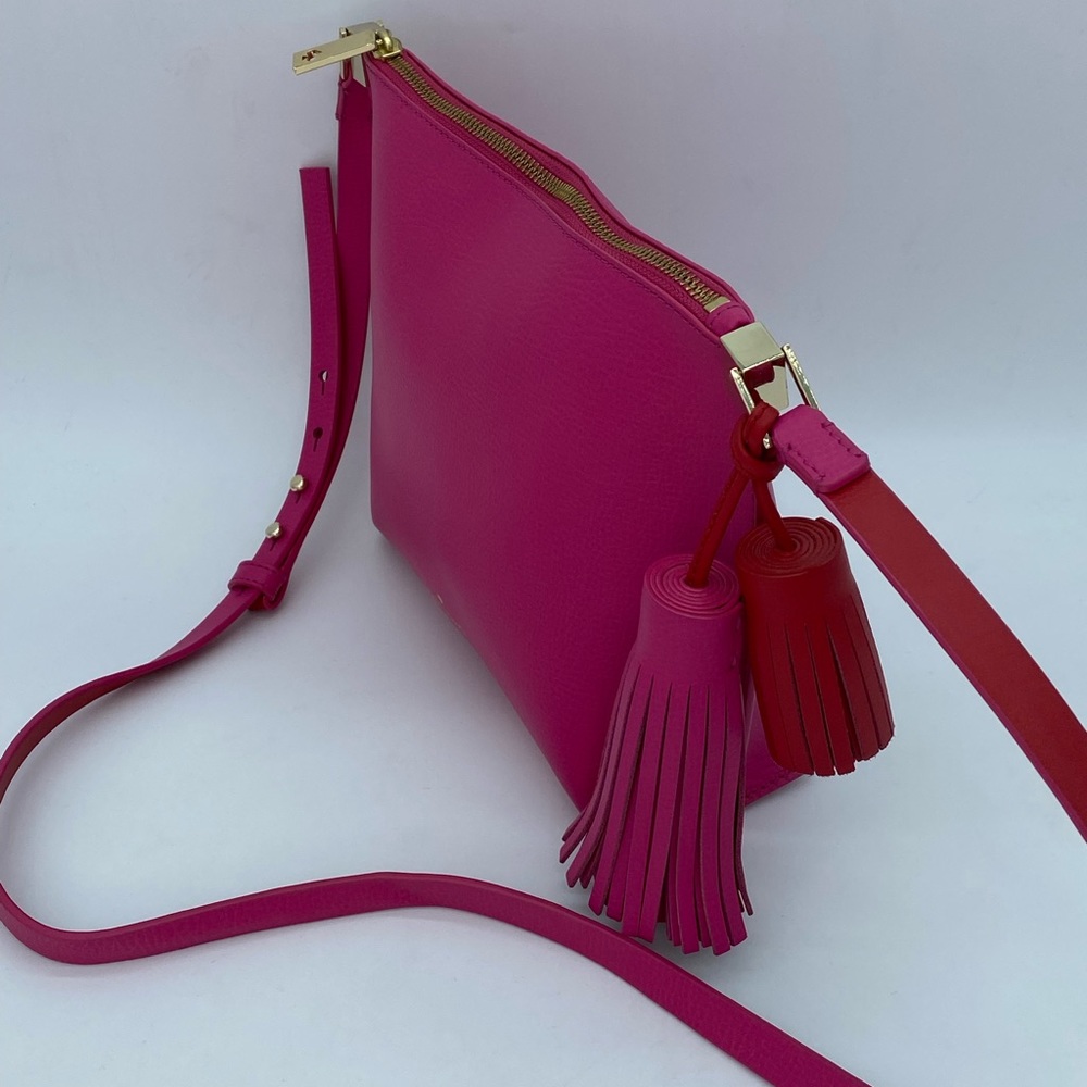 Kate Spade Hot Pink Crossbody Bag with Red Tassels